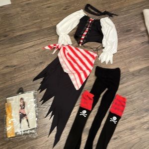 Pirate Beauty Halloween Costume - Pirate Wench + Bonus Socks & Stockings